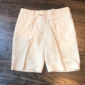 Mens cream linen/silk Polo resort short size 35.